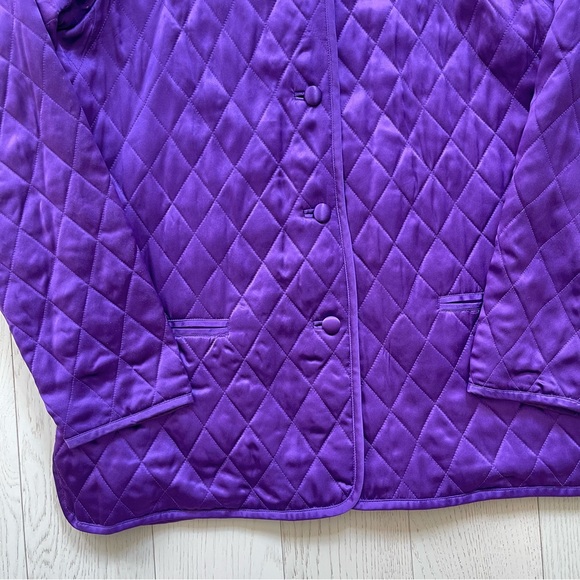 Vintage 90s Linea Dell’Olio 100% PURE SILK Quilted Mandarin Collar Puffer Jacket - Picture 4 of 15